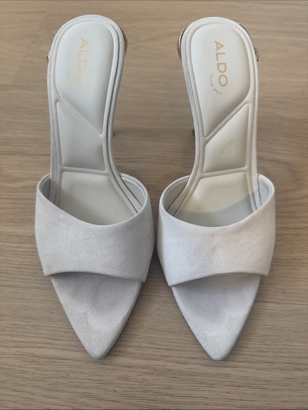 Aldo Cream Pointed Toe Slide Mules